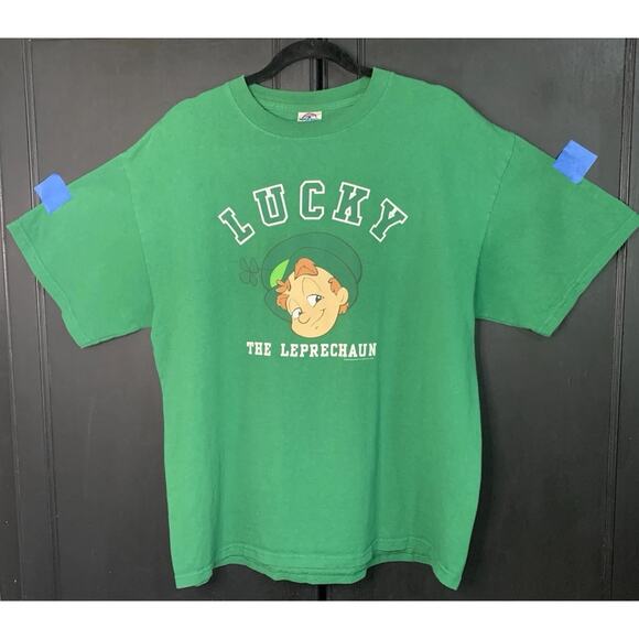 Vintage 2006 Get Lucky (Charms) Leprechaun General Mills Green Delta T Shirt L - Picture 2 of 5